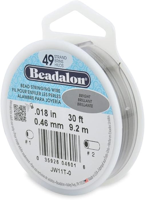 Beadalon 49 Strand Stainless Steel Beading Wire, Bright - .018in/0.46mm     Stainless steel wire,... | Amazon (US)