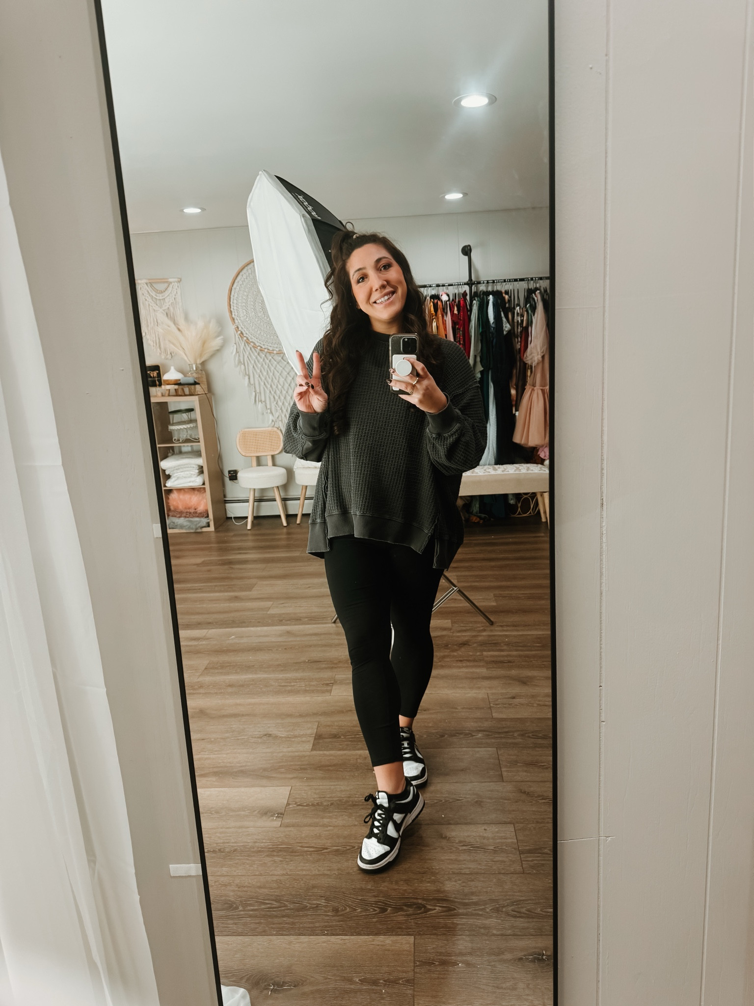 Studio day, but make it comfy + cute! ✨ Kicking off today’s sessions in my go-to OOTD: Nike kicks for all-day comfort, Amazon leggings that hug in all the right places, and the cutest boutique top I found in Atlanta! Obsessed with mixing effortless style with my busy #MomBoss life.

📸 Behind the lens but always bringing the vibes—who else loves a comfy-chic work fit?!

Shop my look on LTK!  #LTKfit #StudioStyle #MessyMommaVibes #ComfyAndChic

#LTKMidsize #LTKFitness