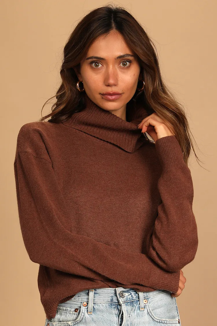 Amazing Memories Brown Cowl Neck Sweater | Lulus (US)