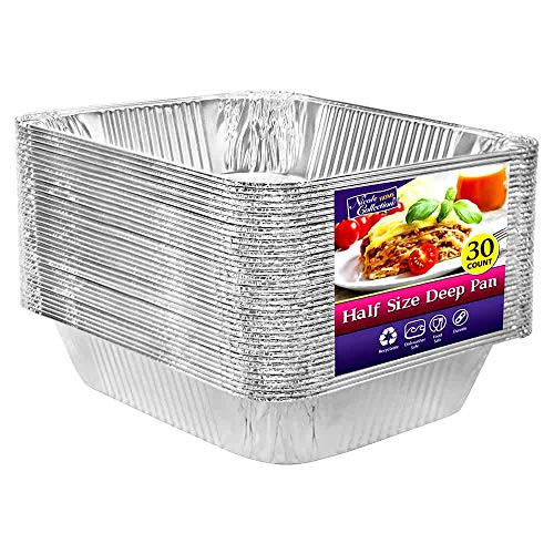 Aluminum Pans Half Size, 9X13, Extra Heavy Duty Disposable Foil Pans For Baking (30 Pack) Roasting & Chafing, Deep Tin Foil Bakeware, Steam Table Tray, Cookware, Food Prepping, Cake & Oven Pan | Amazon (US)