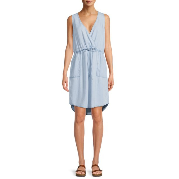 Time and Tru Women's Sleeveless Cinch Waist Surplus Dress - Walmart.com | Walmart (US)