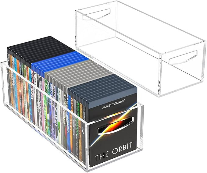 AITEE DVD/CD Storage Box 2 Packs, Acrylic Storage Container for Blu-Rays, Small Books/Booklets, V... | Amazon (US)