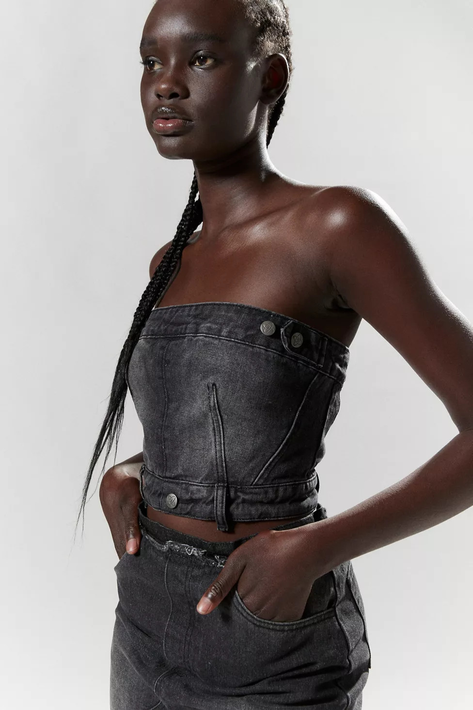 Jaded London Liberty 2-In-1 Detachable Denim Midi Dress | Urban Outfitters (US and RoW)