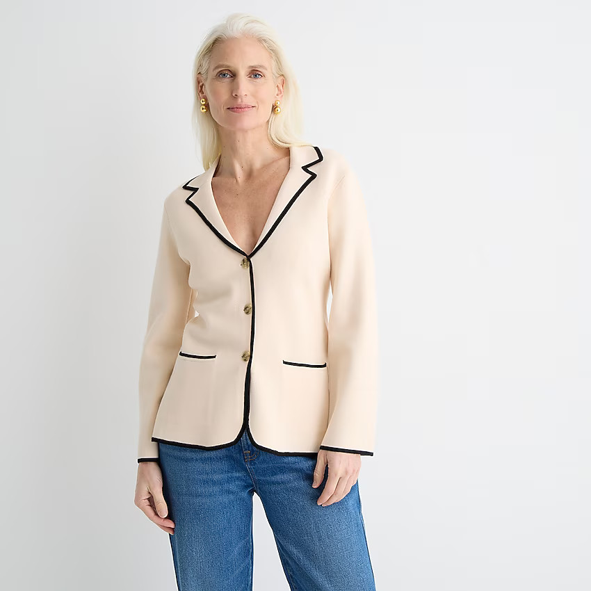 Contrast-trim waisted sweater-blazer | J. Crew US