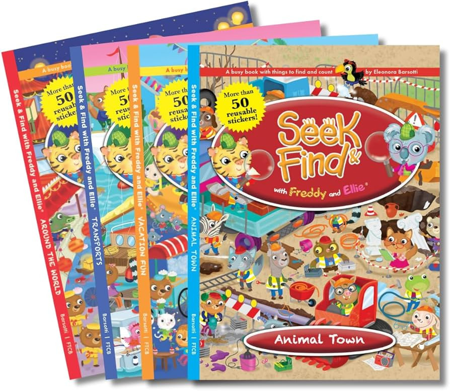 Seek & Find with Freddy and Ellie, 4 Book Set. Includes Animal Town, Vacation Fun, Around the Wor... | Amazon (US)