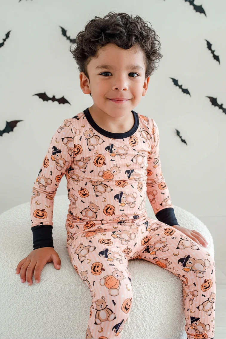 Halloween Two-Piece Bamboo Pajama Set | Beary Scary | Caden Lane