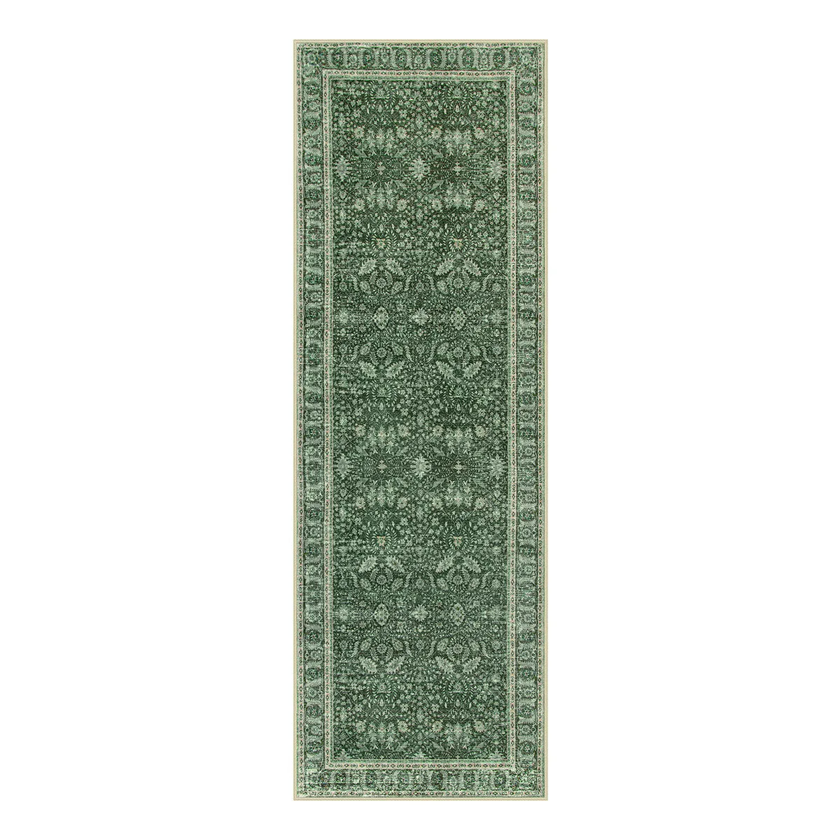 Washable Green Floral Runner Rug | Odette Vintage Boho Style - Lahome | Lahome