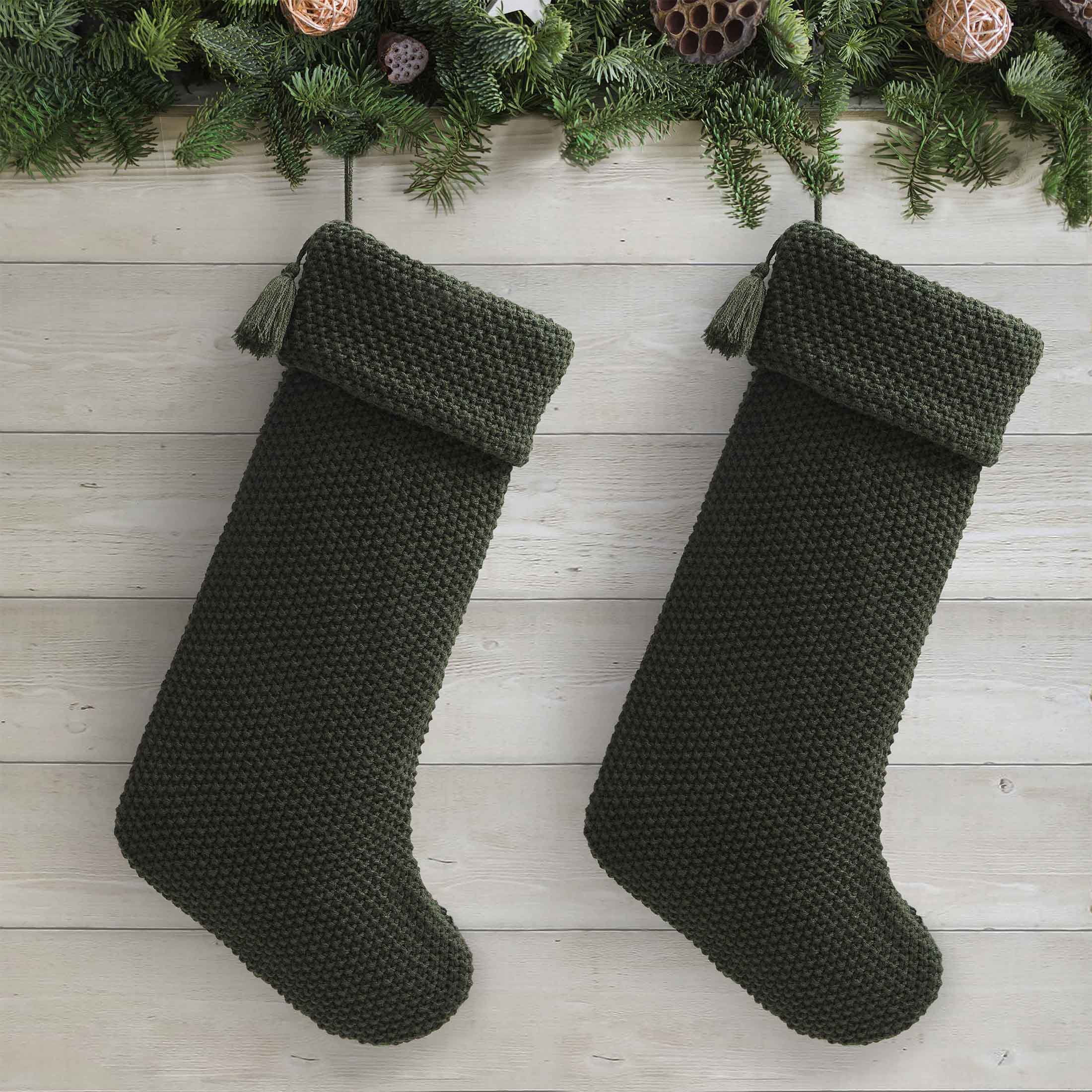 My Texas House Sophia Green Acrylic Cable Knit Christmas Stockings, 20" x 10" (2 Count) - Walmart... | Walmart (US)