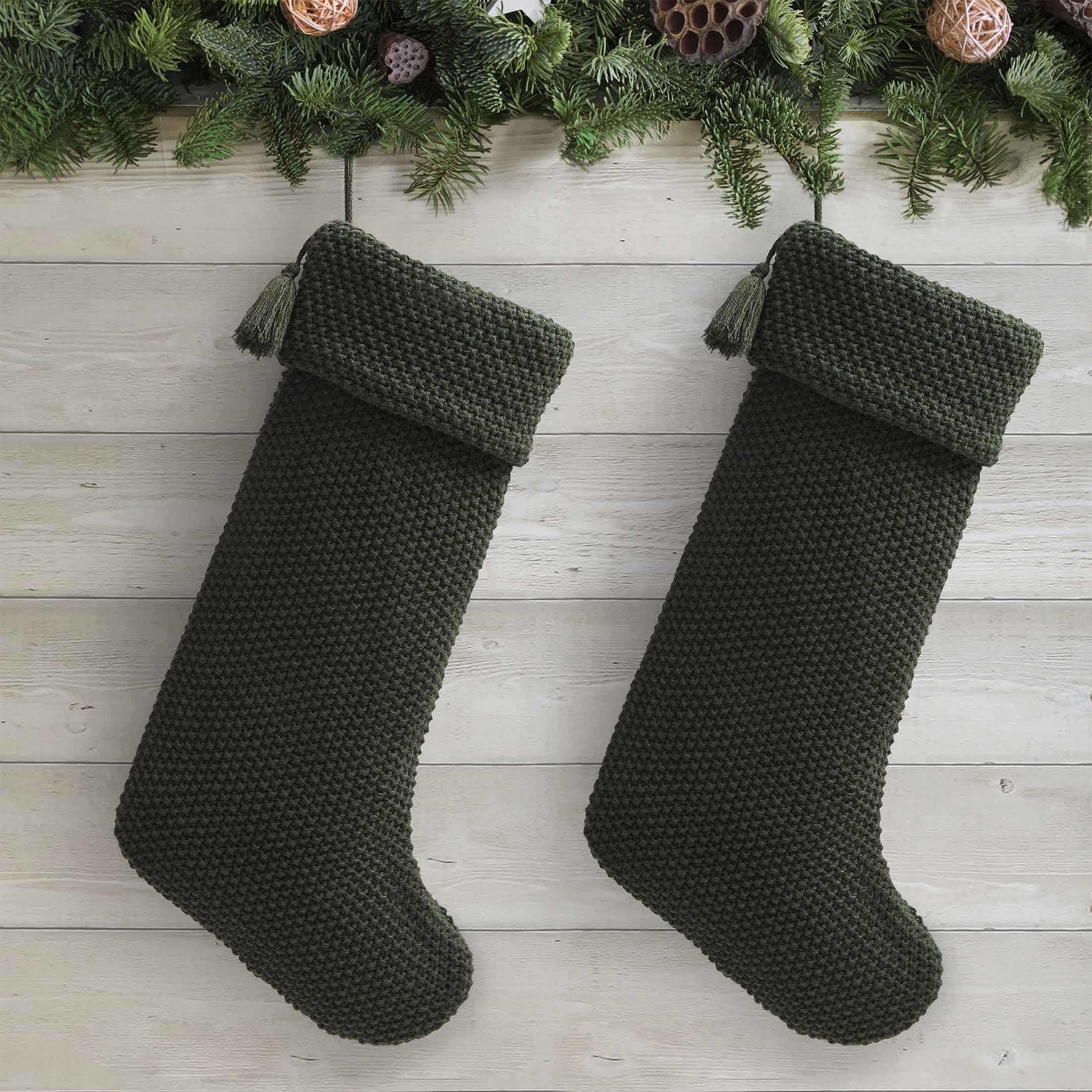 My Texas House Sophia Green Acrylic Cable Knit Christmas Stockings, 20" x 10" (2 Count) | Walmart (US)
