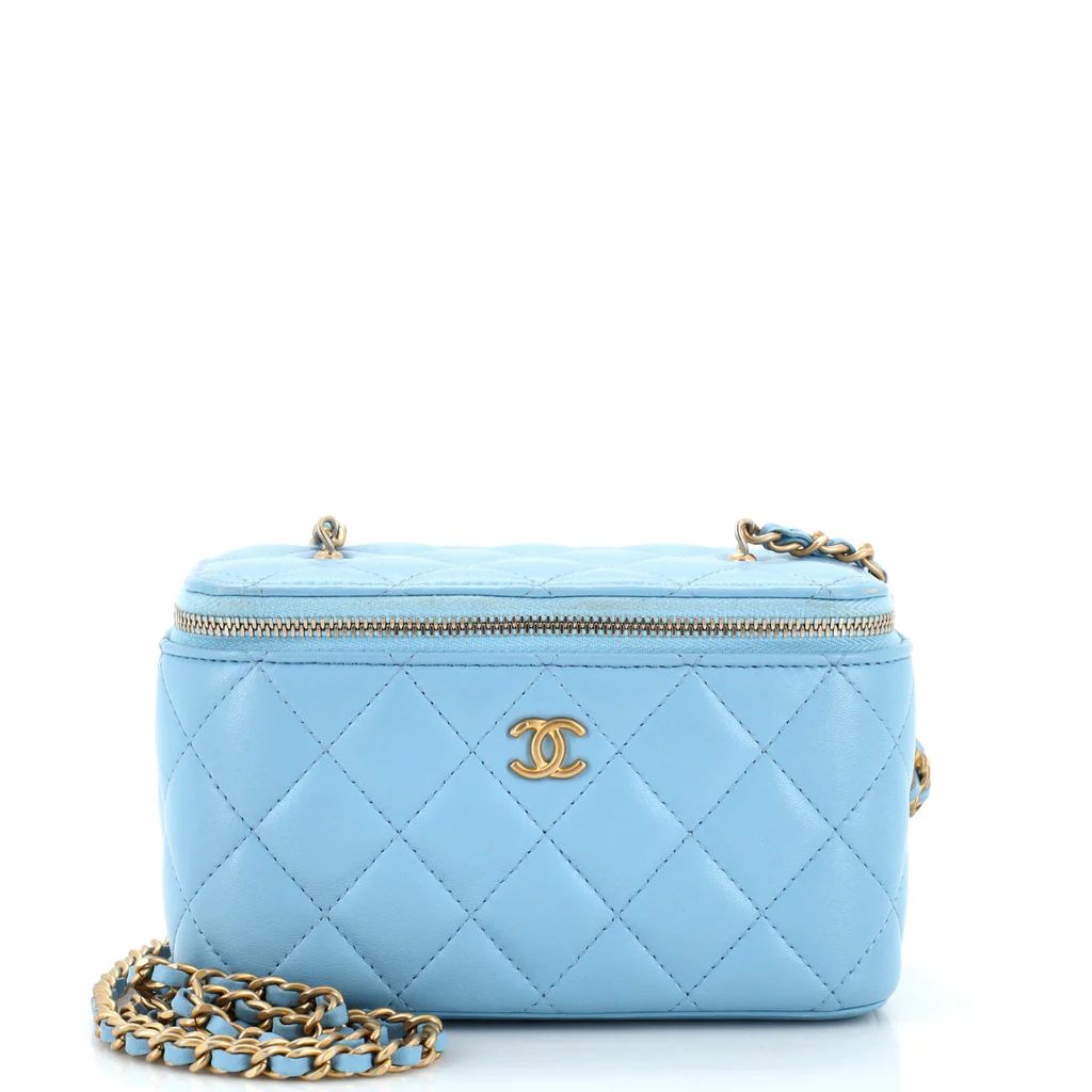 Pearl Crush Vanity Case with Chain Quilted Lambskin Small | Rebag