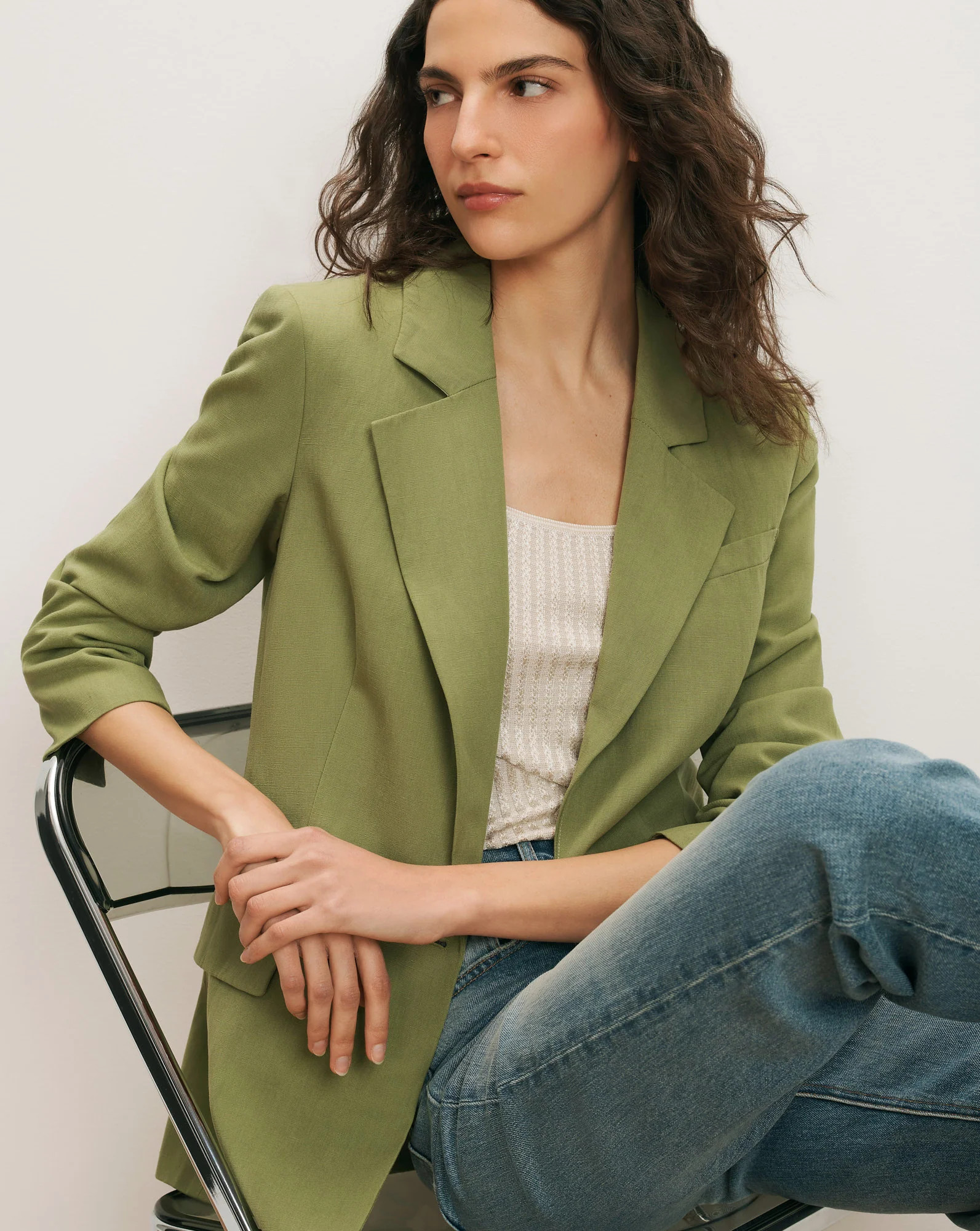 McGowan Single-Breasted Dickey Jacket in Cactus | Veronica Beard | Veronica Beard