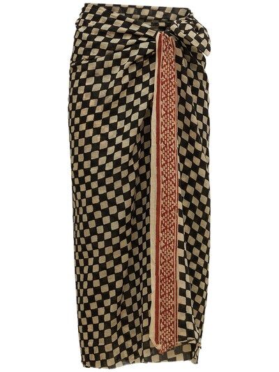 Gimaguas - Sahara printed cotton wrap skirt - Black/Multi | Luisaviaroma | Luisaviaroma