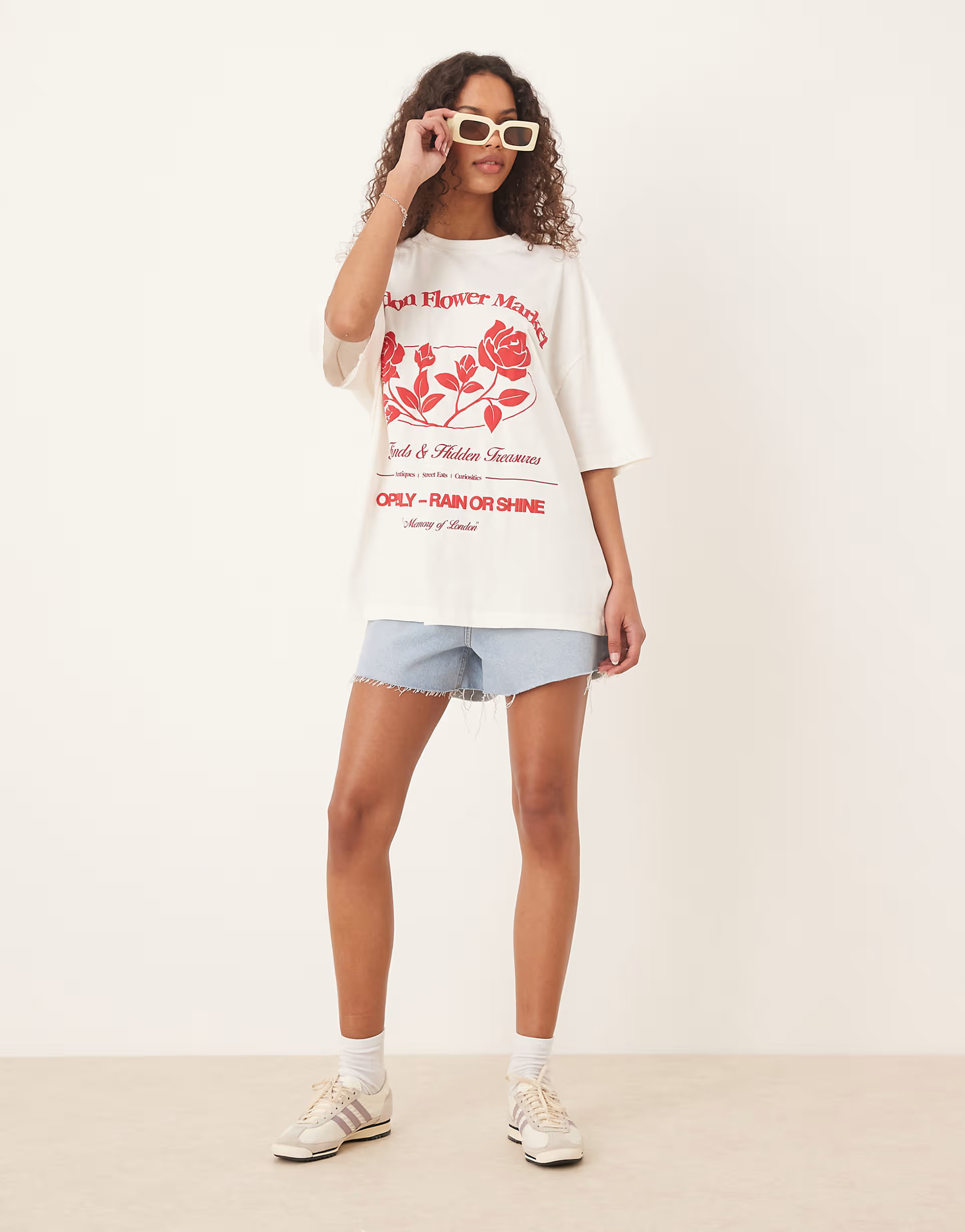 ASOS DESIGN oversized t-shirt with flower market graphic in cream | ASOS (Global)