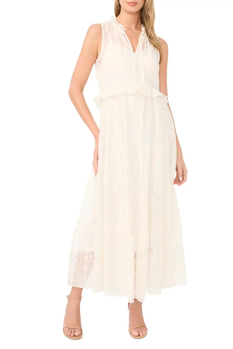 Embroidered Split Neck Maxi Dress (Women) | Nordstrom | Nordstrom