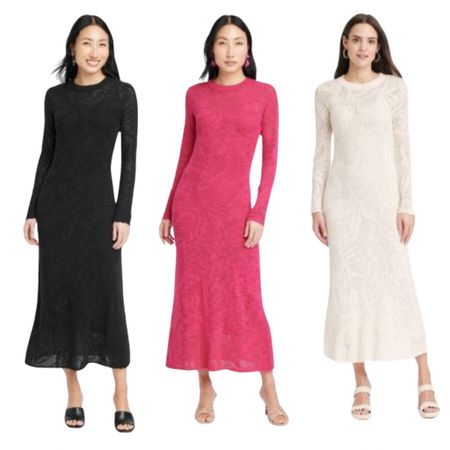 Women's Long Sleeve Maxi Pointelle Dress - A New Day™

#LTKfindsunder50