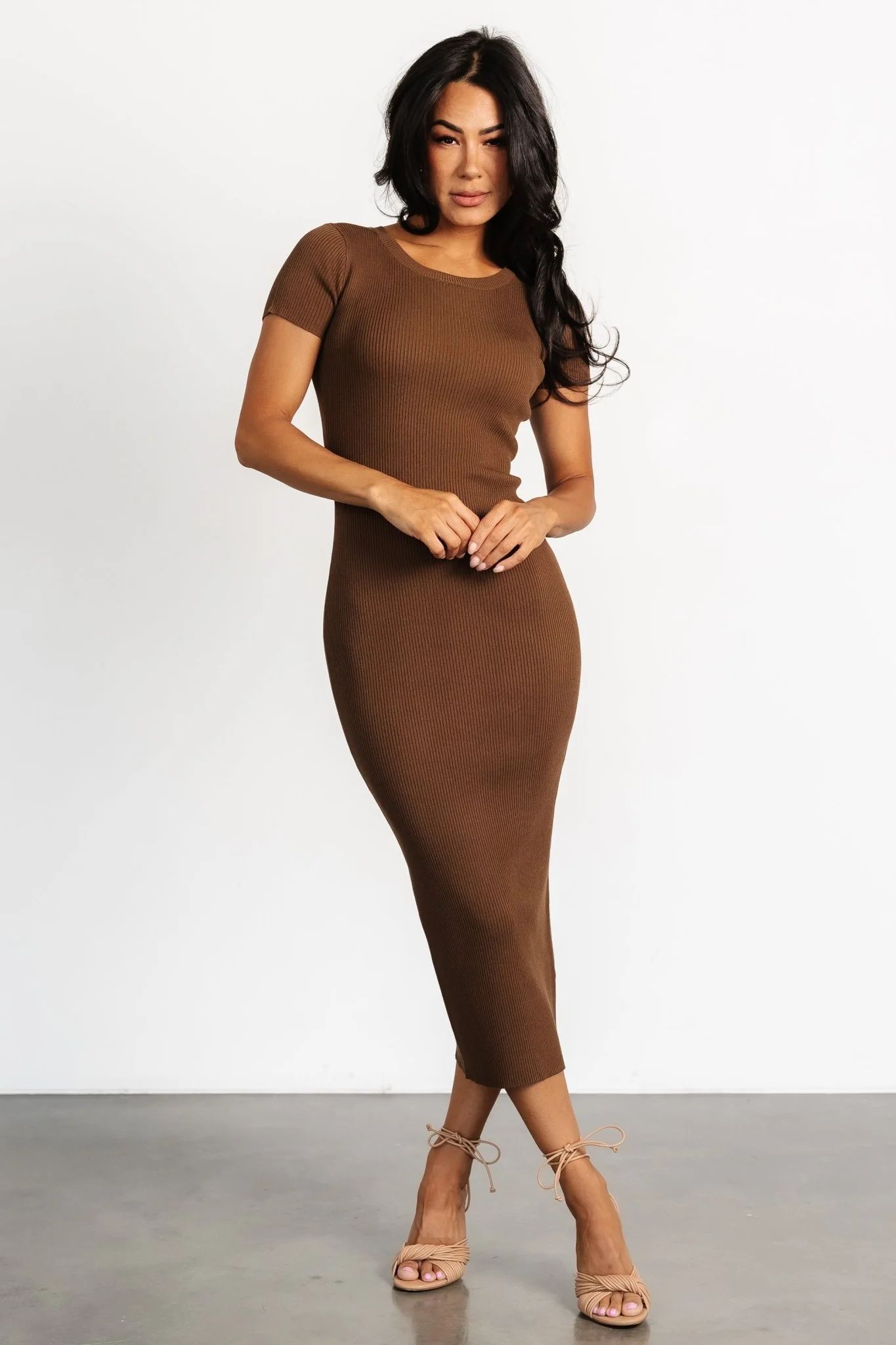 Dana Ribbed Midi Dress | Brown | Baltic Born