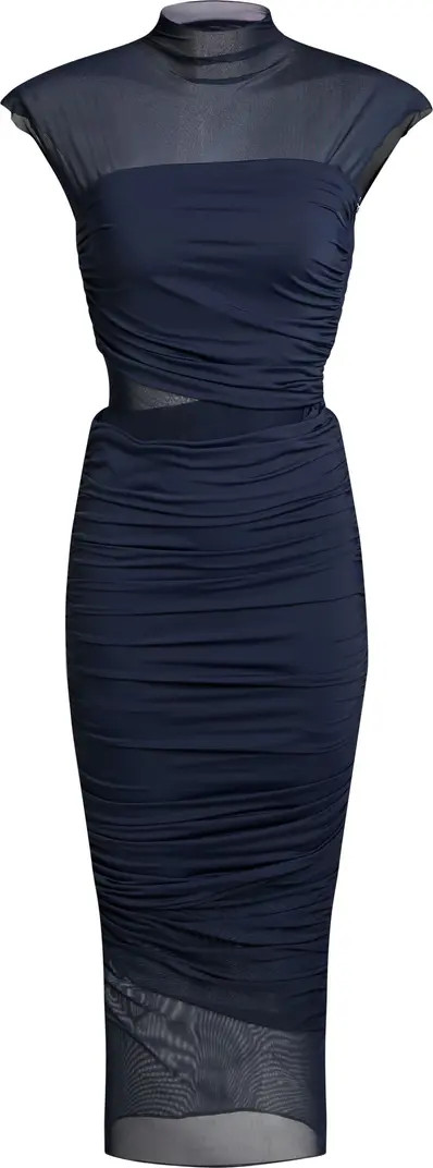 Tabitha Mesh Ruched Midi Dress | Nordstrom
