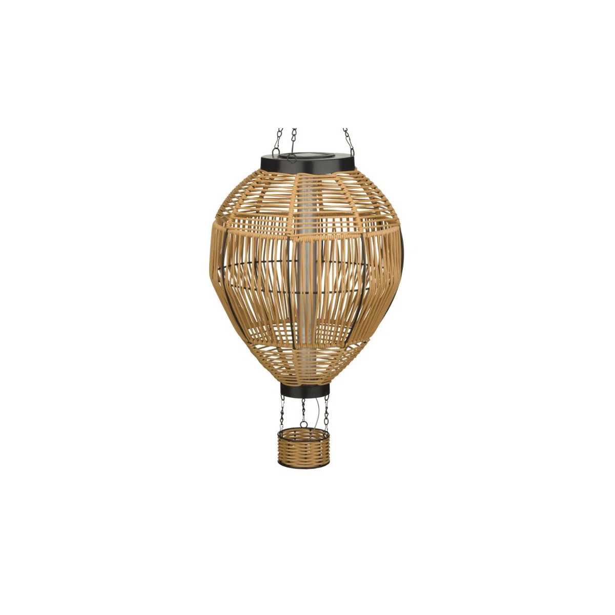 Wicker Hanging Solar Hot Air Balloon Lantern with Glass Panels and Metal Frame | Wayfair North America