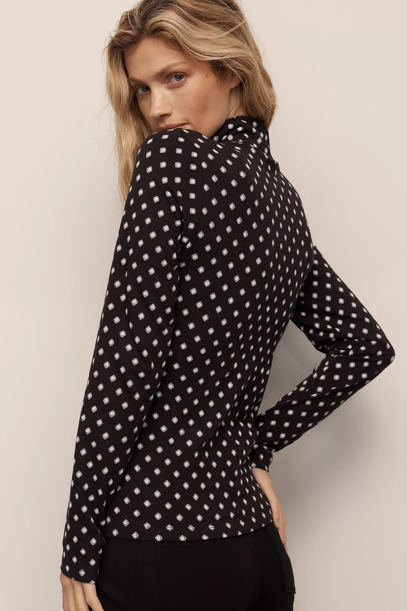 The Hailey Printed Long-Sleeve Turtleneck Top by Maeve | Anthropologie (US)