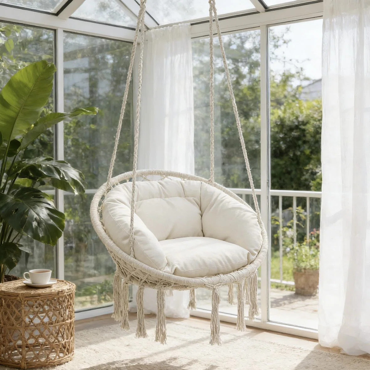 Dakota Fields Swing Chair with Comfy Cushion, Boho Hanging Chair for Outdoor & Indoor, Perfect fo... | Wayfair North America