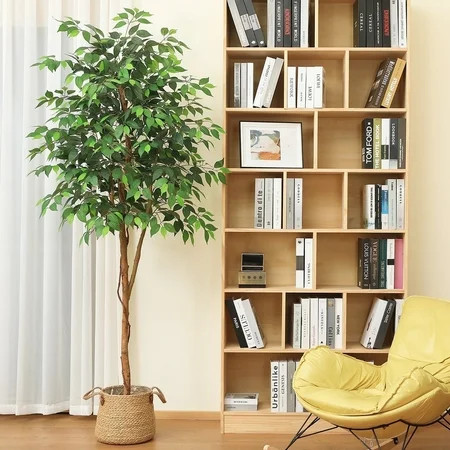 DR.Planzen 7 feet Artificial Ficus Tree, Tall Lifelike Greenery with Natural Wood Trunk for Living Room, office floor and corner decor | Walmart (US)