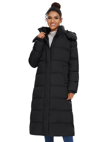 ROYAL MATRIX Women's Long Quilted Puffer Coat, Winter Warm Maxi Puffer Jacket with Detachable Hood (Black, M) | Amazon (CA)