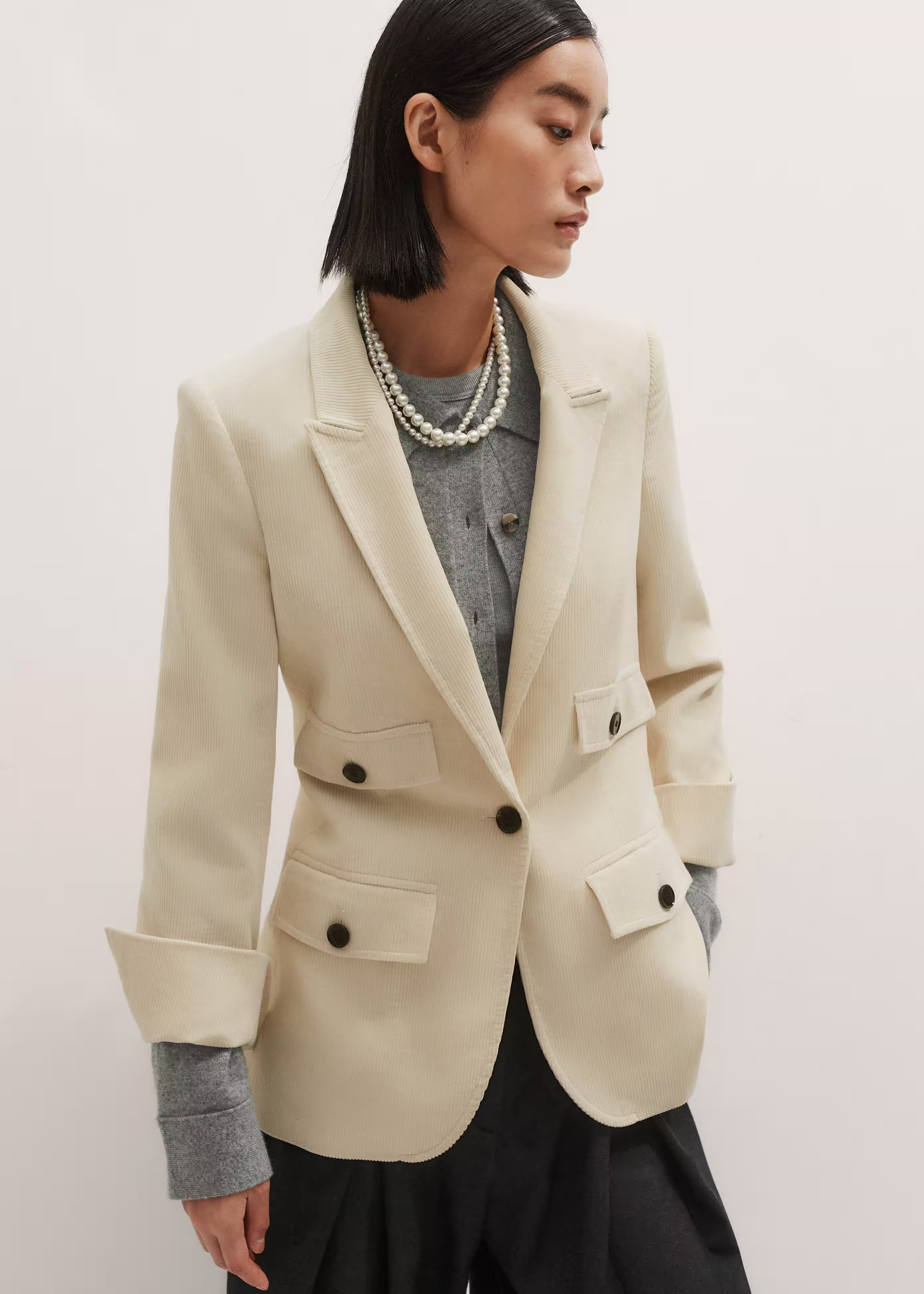 Sharp Shoulder Blazer Italian Cord | ME+EM Global (Excluding US)