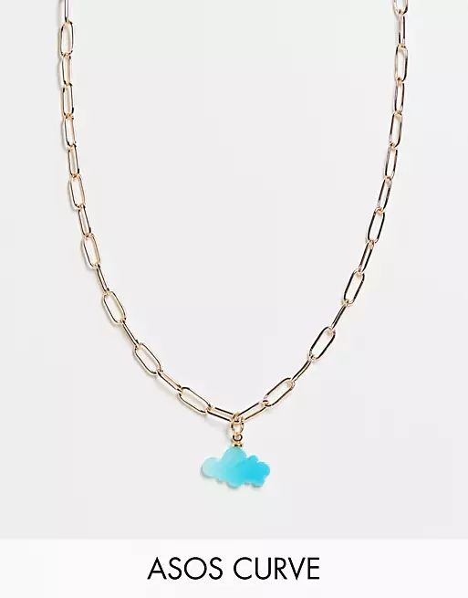 ASOS DESIGN Curve necklace with cloud pendant in gold tone | ASOS (Global)