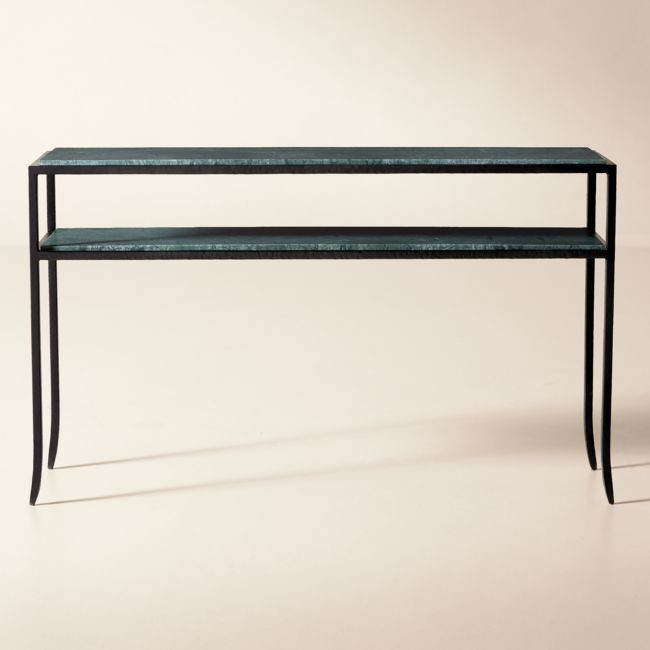 Sergio 52" Green Marble and Iron Console Table | CB2