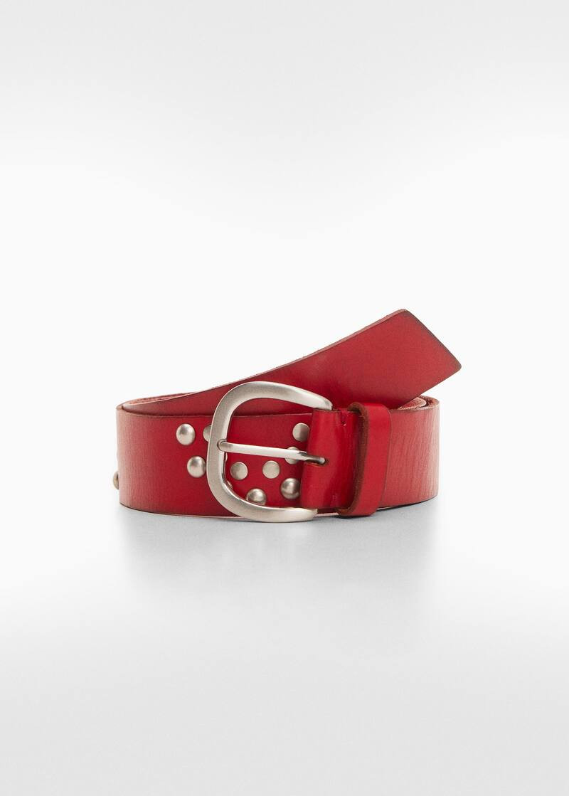 Stud leather belt -  Women | Mango USA | MANGO (US)