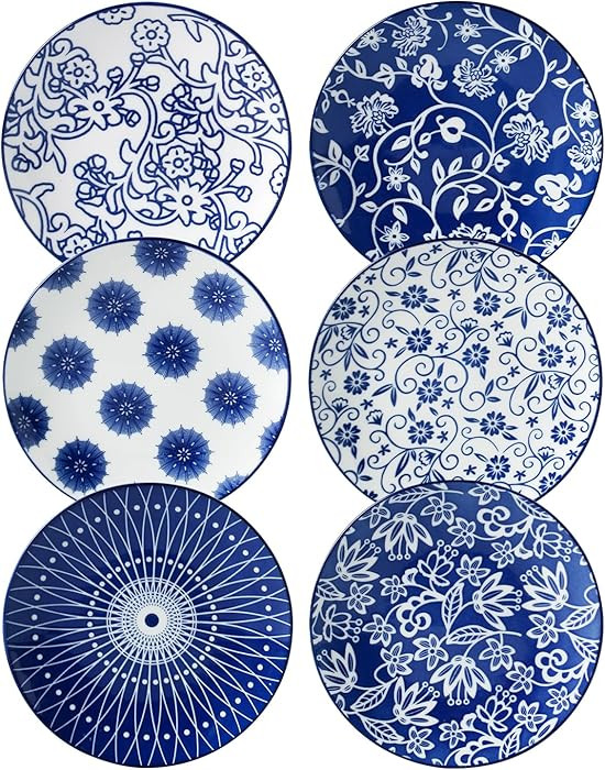 Ceramic Dessert Plates Set - 6 Inch Mini Appetizer Plates for Kitchen - Small Salad Plate for Cak... | Amazon (US)