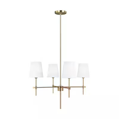 Generation Lighting Baker 4-Light Satin Brass Transitional Chandelier | Lowe's