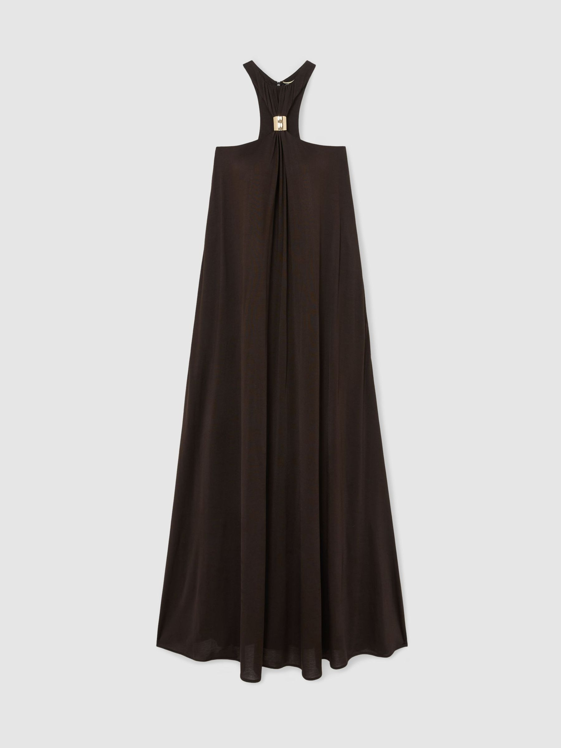 Atelier Jersey Hardware-Detail Maxi Dress in Chocolate | Reiss UK