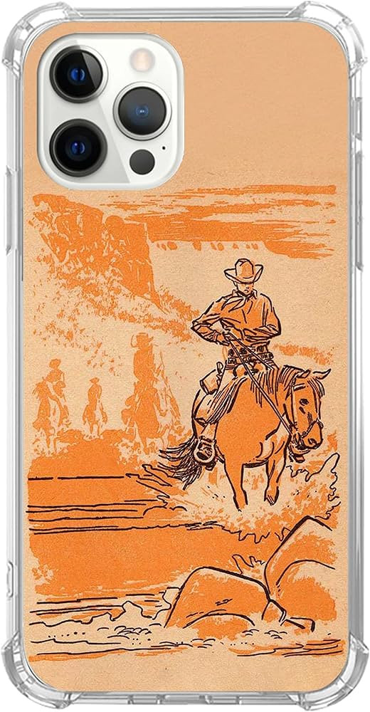 Vintage Western Cowboy Phone Case Compatible with iPhone 15 Pro Max, Orange Desert Cowboy Cover f... | Amazon (US)