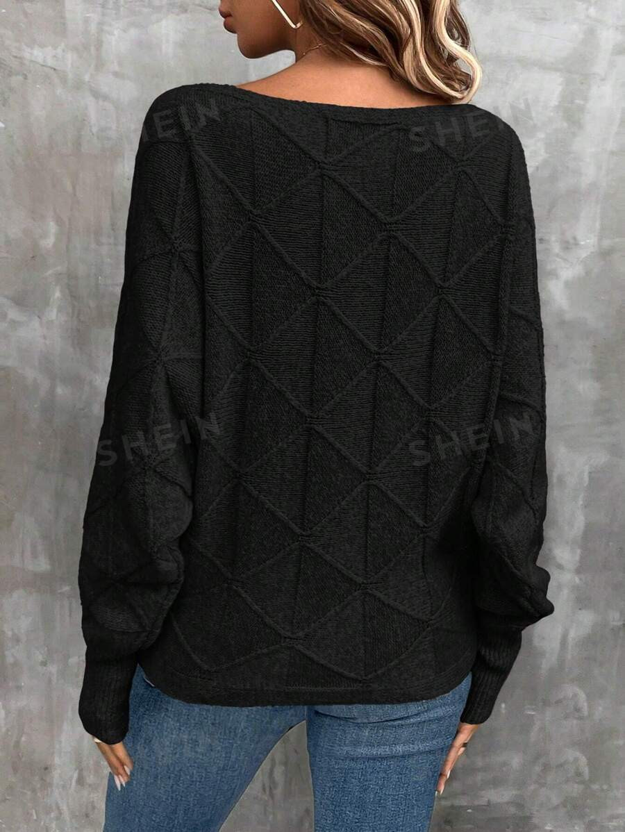 SHEIN LUNE Women's Solid Color Batwing Sleeve Sweater | SHEIN