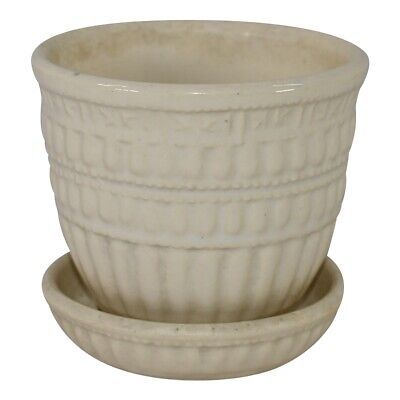 McCoy Pottery 1961 White Art Deco Flower Pot with Saucer Shape 117 | eBay US