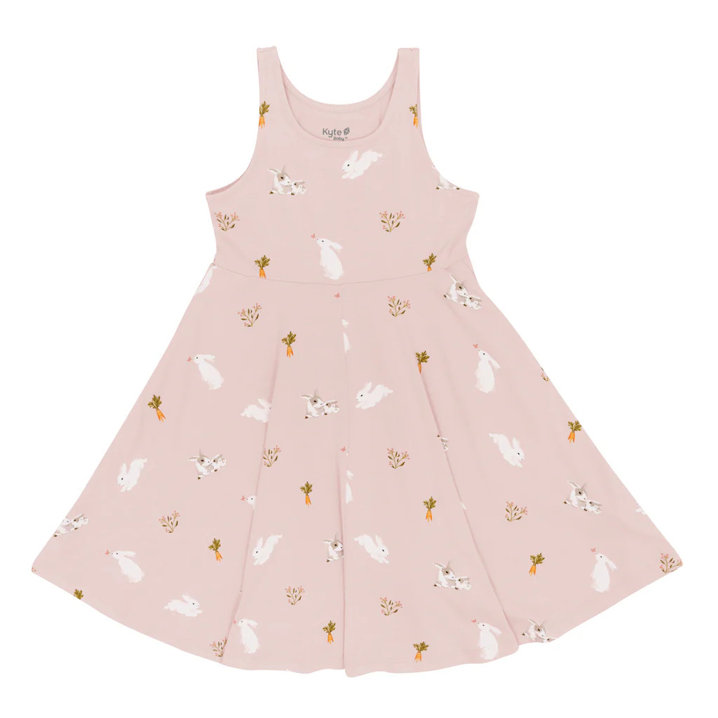 Tank Twirl Dress in Blush Rabbit | Kyte BABY