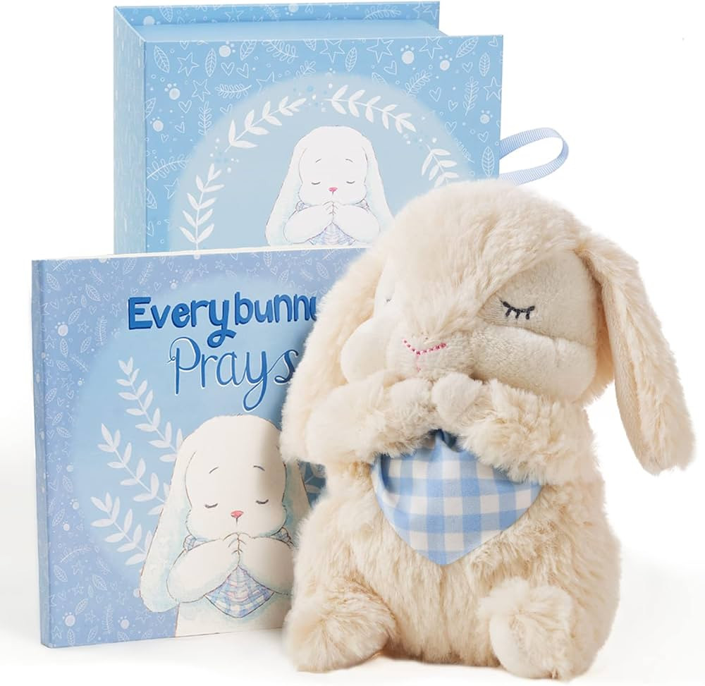 Tickle & Main Everybunny Prays Musical Gift Set for Children; 7” Plush Boy Rabbit with Blue Sca... | Amazon (US)