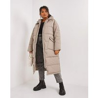 Taupe Padded Long Puffer Duvet Coat | Simply Be (UK)