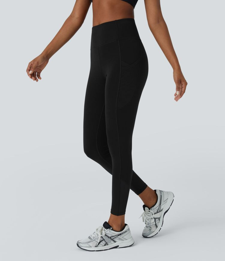 Women’s High Waisted Side Crossover Pocket Contrast Mesh 7/8 Yoga Leggings - Halara | HALARA