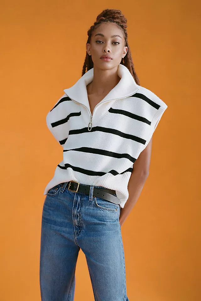 Striped Quarter-Zip Vest | Anthropologie (US)
