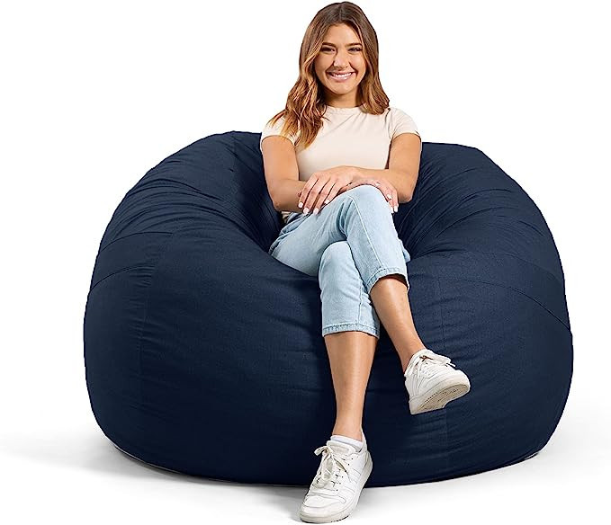 Big Joe Fuf Large Foam Filled Bean Bag Chair with Removable Cover, Cobalt Lenox, 4ft Big | Amazon (US)
