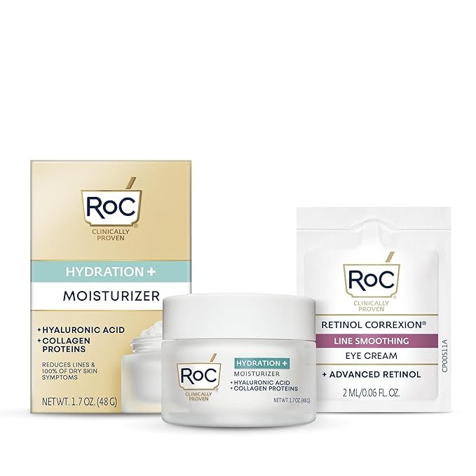RoC Hydration+ Hyaluronic Acid Moisturizer Face Cream, Hydrating, Smoothing, Fragrance Free Formu... | Amazon (US)