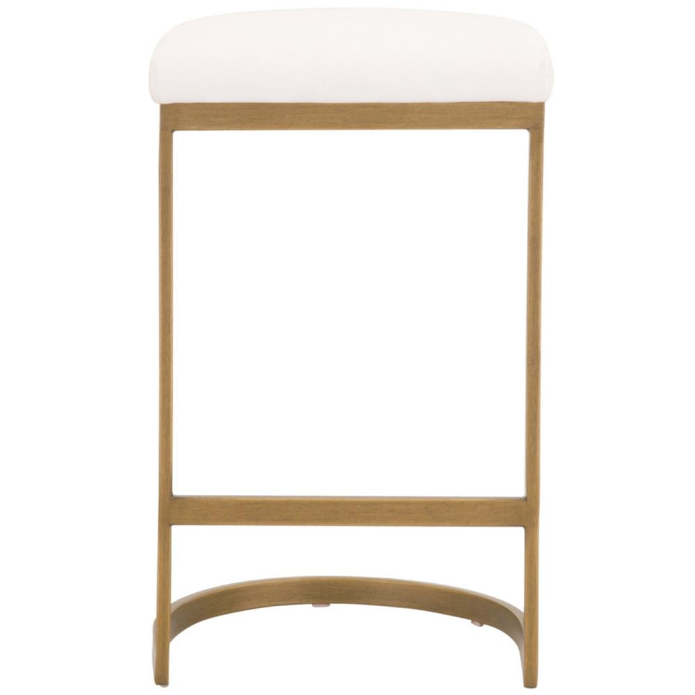 Eleanor Hollywood Regency White Performance Brushed Gold Frame Counter Stool | Kathy Kuo Home