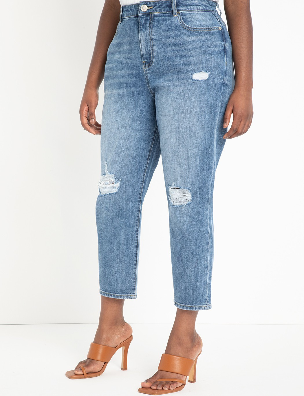 Classic Fit Stretch Denim Mom Jean | Women's Plus Size Pants | ELOQUII | Eloquii