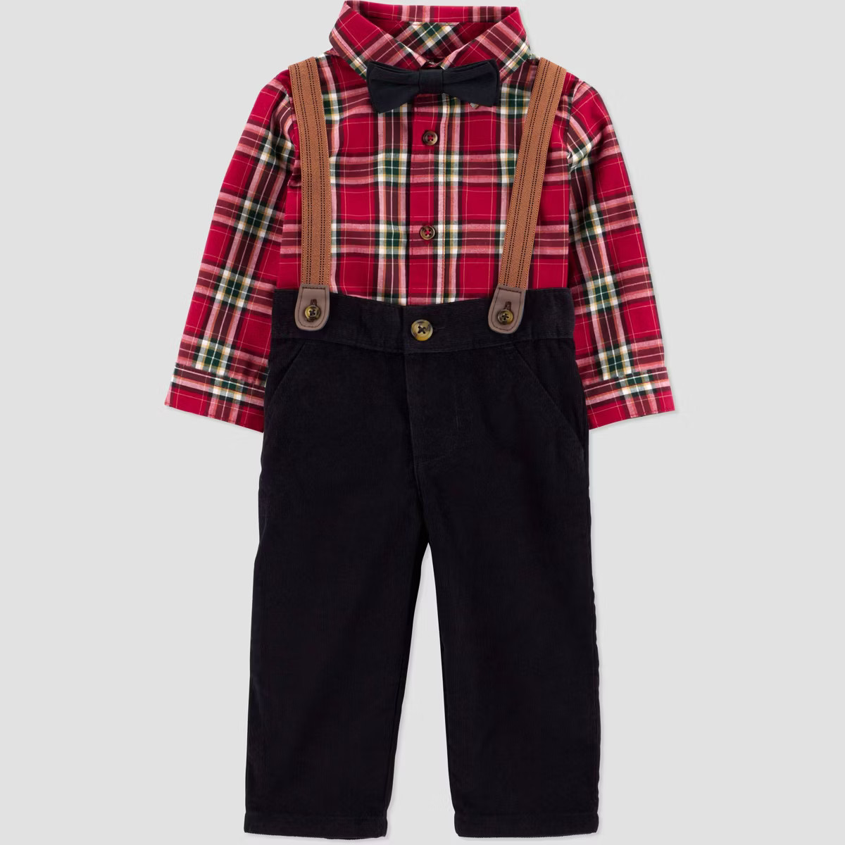 Carter's Just One You® Baby Boys' Holiday 3pc Plaid Suspender Set - Red | Target