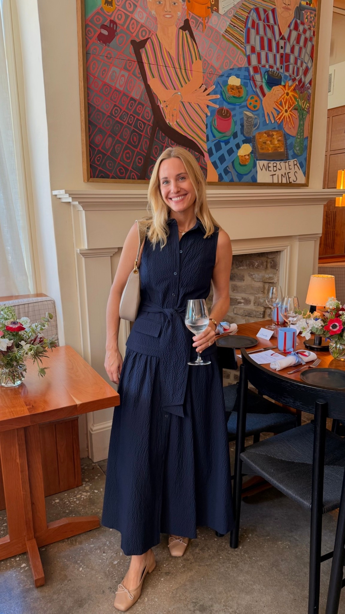 Lunch outfit that works for work and career or just a Friday look! Navy dress, drop waist, vest style. Low heels. Jewelry under $50

#LTKWorkwear #LTKFindsUnder50 #LTKShoeCrush