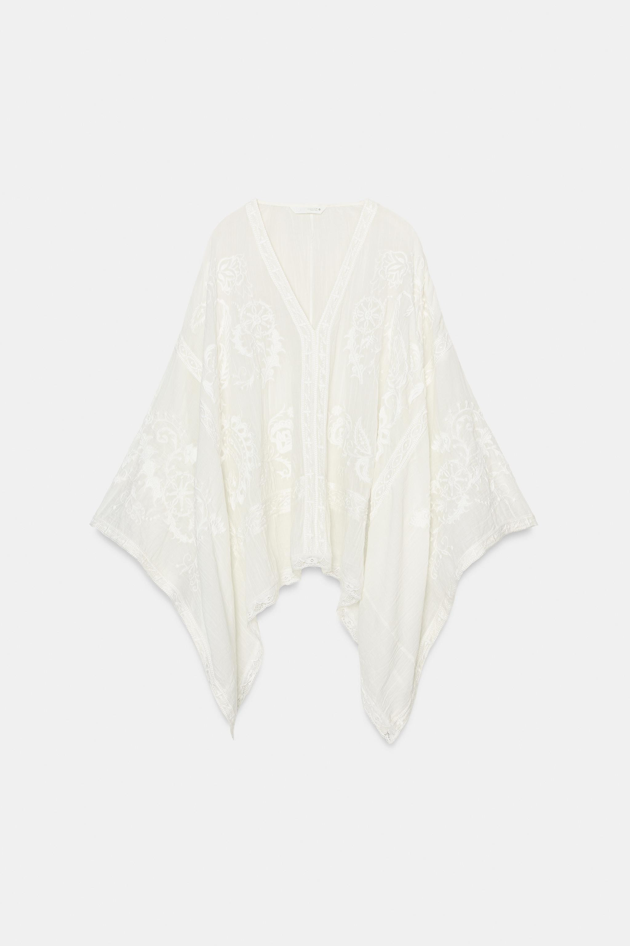 ZW COLLECTION EMBROIDERED CAPE BLOUSE | Zara US