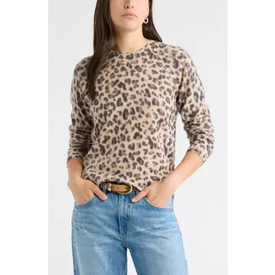 caslon(r) Animal Print Wool & Cashmere Sweater in Tan- Black Bea Leopard at Nordstrom, Size Small | Nordstrom