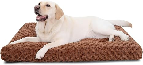 KSIIA Washable Dog Bed Medium Size Dog Crate Bed Pet Mat 35"x23" Brown | Deluxe Plush Comfy Kenne... | Amazon (US)